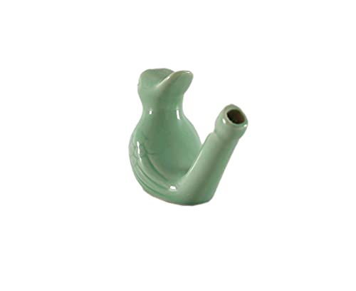 SHREE GANESH ENTERPRISES Juego de 2 silbatos en forma de pájaro de cerámica – Juguete instrumental musical hecho a mano – Juguete de cerámica marrón y verde – Juguete figurativo animal