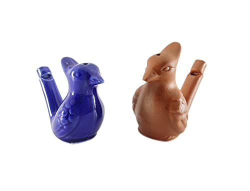 SHREE GANESH ENTERPRISES Juguete musical hecho a mano con dos arcillas y cerámica para pájaros – Silbato de pájaro de terracota Llena el agua y sopla el pájaro para diferentes sonidos