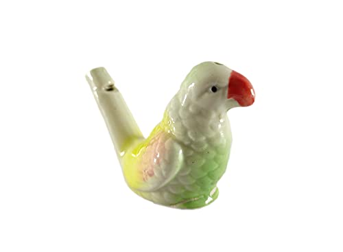 SHREE GANESH ENTERPRISES Juguete musical hecho a mano indio – 2 piezas de cerámica de loro y pájaro silbato de agua figurativo – Llena el agua y sopla el pájaro para diferentes sonidos