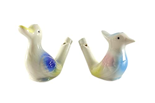 SHREE GANESH ENTERPRISES Pájaro de arcilla hecho a mano indio - Dos animales diferentes Figurativo cerámica pájaro silbato de agua juguete - Terracota musical Instrumental Juguete