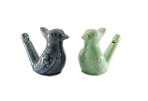 SHREE GANESH ENTERPRISES Silbato de agua de cerámica en forma de pájaro - Juguete hecho a mano indio - Silbato figurativo animal juguete instrumental - Pájaro de terracota