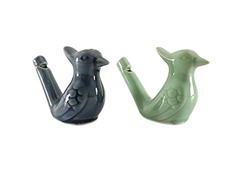 SHREE GANESH ENTERPRISES Silbato de agua de cerámica en forma de pájaro - Juguete hecho a mano indio - Silbato figurativo animal juguete instrumental - Pájaro de terracota