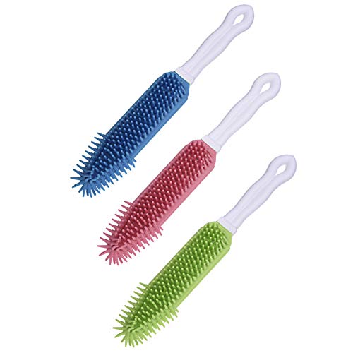 SHUAZI Depilación Columna de Gel de sílice Suave Cepillo Adhesivo Masaje Perros y Gatos   Herramienta para el Cabello Baño Champú y eliminación Sucio, Rojo