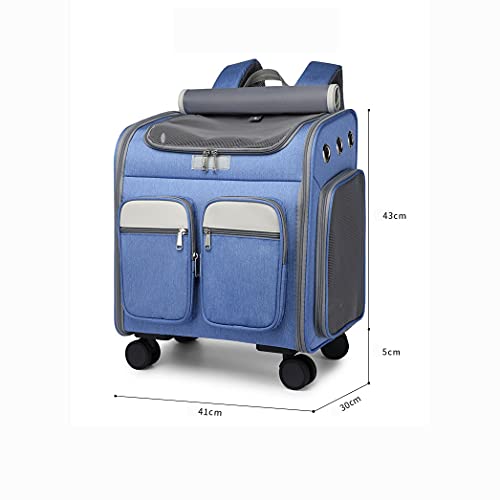 SHUBIAO-xiaoji Portador de Mascotas, Mochila for Perros con Ruedas, Gatos, Cachorros Bolsa de Viaje con Ruedas, rastrero de Perros Características de Seguridad y cojín Soporte for Viajes, Senderismo,