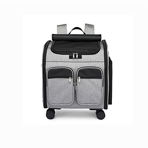 SHUBIAO-xiaoji Portador de Mascotas, Mochila for Perros con Ruedas, Gatos, Cachorros Bolsa de Viaje con Ruedas, rastrero de Perros Características de Seguridad y cojín Soporte for Viajes, Senderismo,
