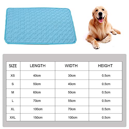 Shujin Alfombrilla de refrigeración para perros y gatos para verano, autoenfriante, lavable, impermeable, antideslizante, suave, cama de refrigeración (azul, XS (40 x 30 cm)
