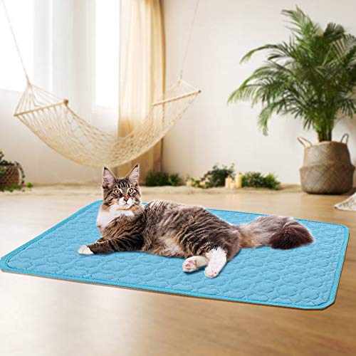 Shujin Alfombrilla de refrigeración para perros y gatos para verano, autoenfriante, lavable, impermeable, antideslizante, suave, cama de refrigeración (azul, XS (40 x 30 cm)
