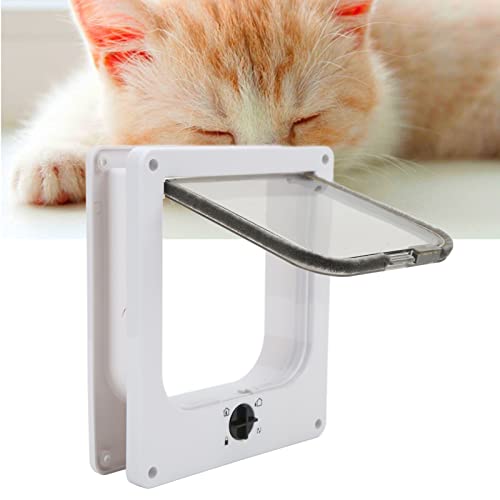 Sicerk Puerta para Gatos, Puerta Interior Exterior para Gatos Control de Interruptor Giratorio Resistente a la Intemperie 4 Modos Reduce el Ruido para Mascotas Código M