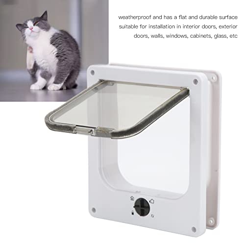 Sicerk Puerta para Gatos, Puerta Interior Exterior para Gatos Control de Interruptor Giratorio Resistente a la Intemperie 4 Modos Reduce el Ruido para Mascotas Código M
