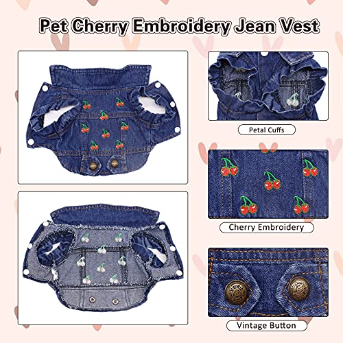 SILD Ropa para mascotas, chaqueta vaquera, de color azul para perros pequeños y medianos, con solapa, con capucha, clásicas, de estilo retro, prendas de aspecto lavado (XL, azul y rojo)
