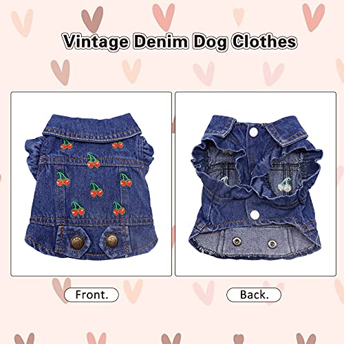 SILD Ropa para mascotas, chaqueta vaquera, de color azul para perros pequeños y medianos, con solapa, con capucha, clásicas, de estilo retro, prendas de aspecto lavado (XL, azul y rojo)