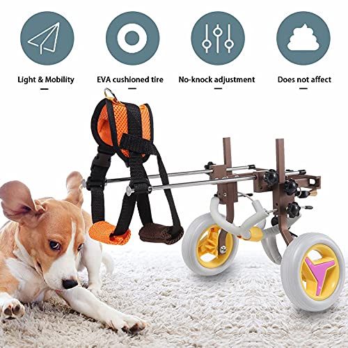 Silla De Ruedas para Mascotas Ajustable para Patas Traseras Perro/Gato/Perrito/Perro con Parálisis De Cachorro, Aleación De Aluminio Ligera Y Fuerte