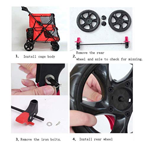 Silla de Ruedas para Perros Pet Wheelchair Cochecito for mascotas, Porta mascotas, Gato for perros Carro plegable fácil for mascotas Carro for perros grandes Carros espaciales grandes Cuatro rondas de