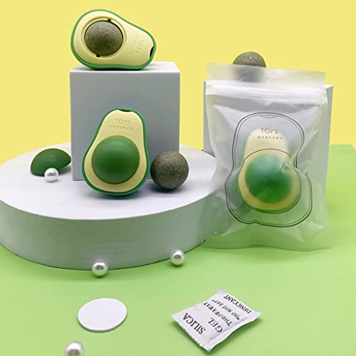 Silvervine Pelota de hierba gatera con forma de aguacate comestible gatito juguete lamiendo gatos juguete seguro gatito saludable masticar juguetes dientes limpieza para mascotas gato juguetes