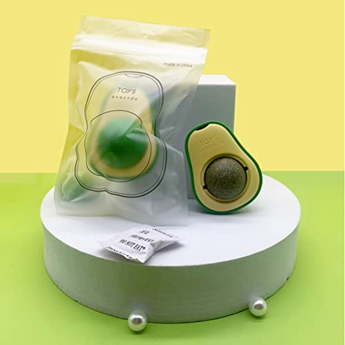 Silvervine Pelota de hierba gatera con forma de aguacate comestible gatito juguete lamiendo gatos juguete seguro gatito saludable masticar juguetes dientes limpieza para mascotas gato juguetes