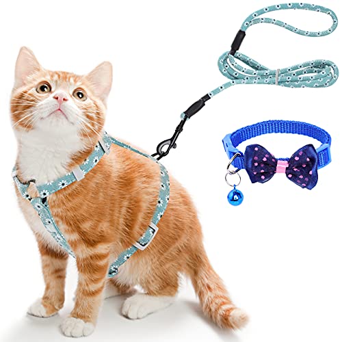 Simpeak ArnéS para Gatos con Correa, Arneses Redondos Ajustables Ultraligeros, CordóN De LiberacióN RáPida para Perros, Gatos, Collar De Lazo con Campanas