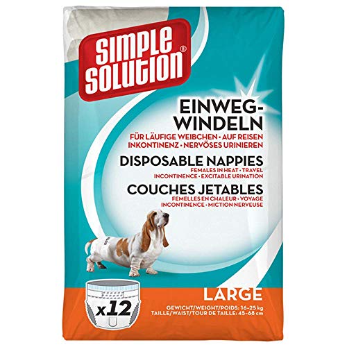 Simple Solution pañales de Perro Hembra Desechables, Grande(Paquete de 12)