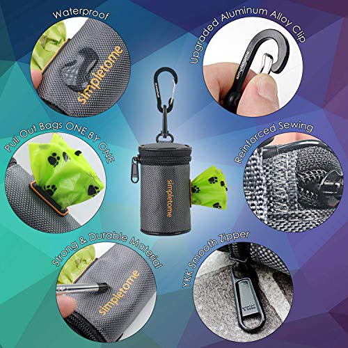simpletome Dispensador de Bolsas para Perros para Correa Impermeable 1680D Oxford Cremallera YKK (Gris)