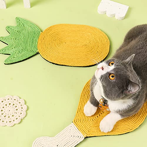 Sisal Cuerda Gato Rasguño Estera: en Forma de Palillo en Forma de Gato Horizontal Piso de Rascado Alfombra Protege Alfombras Sofas Cat Scratcher Mat ( Amarillo )