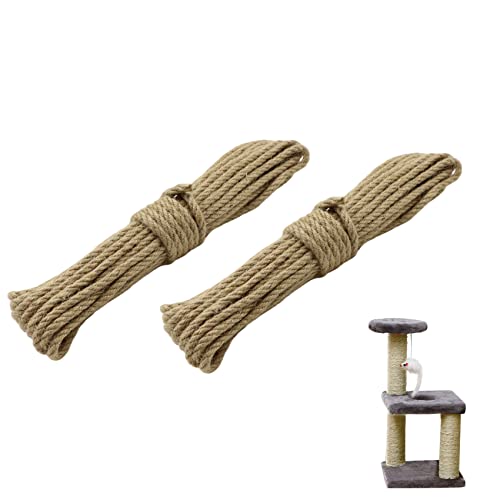 Sisal Natural Cuerda Sisal 6mm - Cuerda para Gatos Adecuada para Rascador para Gatos, para Gatos, También Apto para Jardin, Jardineria y DIY, Accesorio para Gatos (10 metros, 2 rollos)