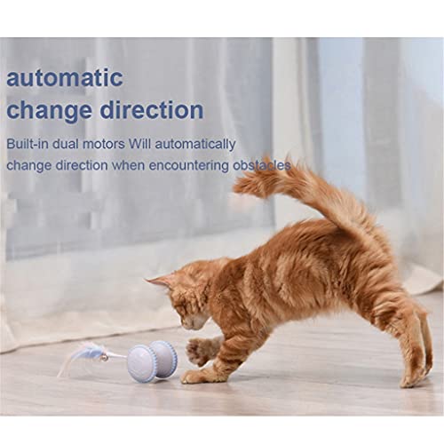 SJYDQ Juguete eléctrico Interactivo para Perros y Gatos, Vaso Alimentado por Micro USB, Cambia automáticamente la dirección, Varita de Juguete, Ruedas giratorias (Color : Gray)