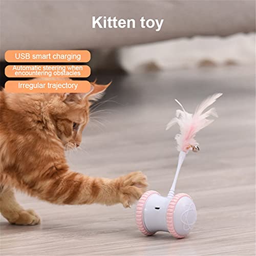 SJYDQ Juguete eléctrico Interactivo para Perros y Gatos, Vaso Alimentado por Micro USB, Cambia automáticamente la dirección, Varita de Juguete, Ruedas giratorias (Color : Gray)