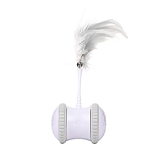 SJYDQ Juguete eléctrico Interactivo para Perros y Gatos, Vaso Alimentado por Micro USB, Cambia automáticamente la dirección, Varita de Juguete, Ruedas giratorias (Color : Gray)