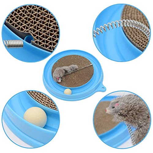 SJYDQ Juguete Interactivo Duradero para Gatos, Papel Corrugado, rascador para Gatitos, Almohadilla para Poste para Mascotas, Ejercicio de Entrenamiento, Juguete para Jugar al ratón con Pelota