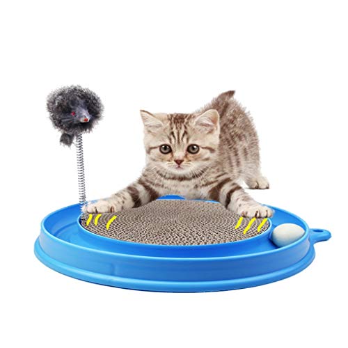SJYDQ Juguete Interactivo Duradero para Gatos, Papel Corrugado, rascador para Gatitos, Almohadilla para Poste para Mascotas, Ejercicio de Entrenamiento, Juguete para Jugar al ratón con Pelota