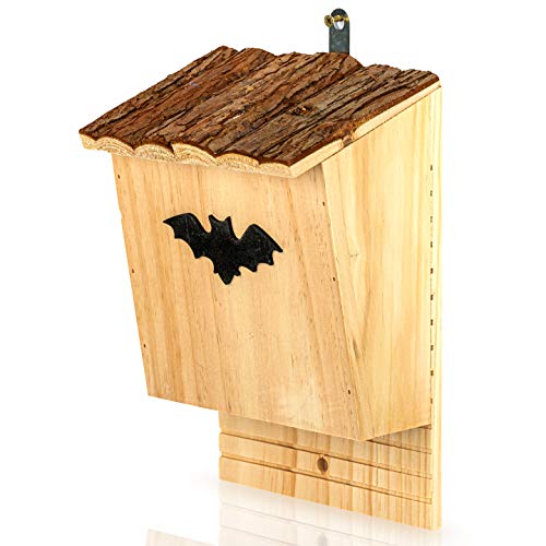 Skojig Hotel para murciélagos Hecho de Madera | Albergue Refugio Caja Nido Cueva 28,5 x 18 x 13 cm | Casa para murciélagos - Protección de Especies en tu jardín