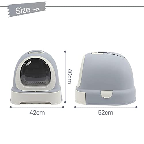 SKROWHN Caja de Arena de Gato Caja Grande Caja de Arena Cable con Capucha Bandeja Bandeja Kitten Aseo Bien diseñado Espacio eficiente (Color : Grey)