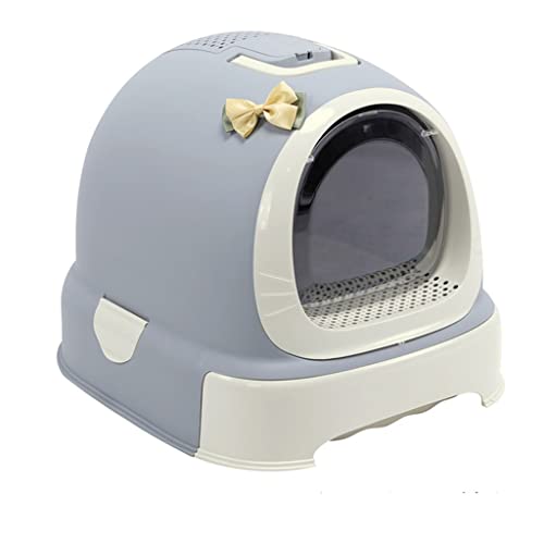 SKROWHN Caja de Arena de Gato Caja Grande Caja de Arena Cable con Capucha Bandeja Bandeja Kitten Aseo Bien diseñado Espacio eficiente (Color : Grey)