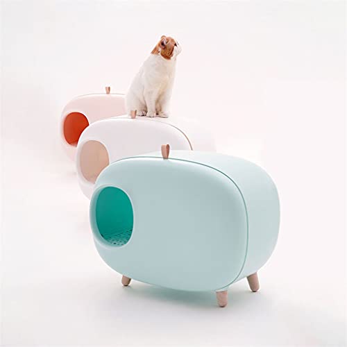 SKROWHN Caja de Arena para Patatas Completamente Cerrada Grande con cajón a Prueba de derrames y a Prueba de olores Caja de Arena para Gatos Suministros para Mascotas (Color : White)