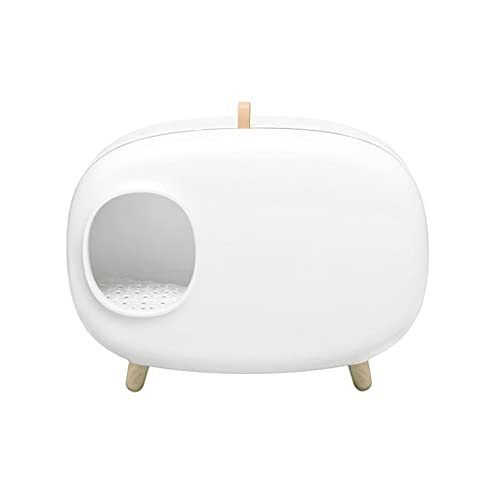 SKROWHN Caja de Arena para Patatas Completamente Cerrada Grande con cajón a Prueba de derrames y a Prueba de olores Caja de Arena para Gatos Suministros para Mascotas (Color : White)