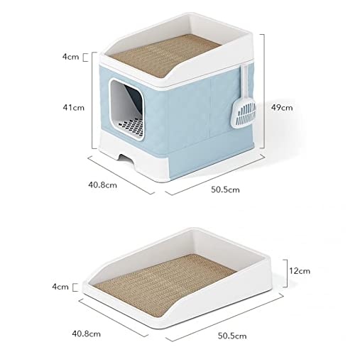 SKROWHN Cajón Tipo Gatos Caja de Basura Big Space Cats Cats Caballero Caja de Arena Top Entrada Splash Proof Gatito Aseo Productos Mascotas (Color : Blue)