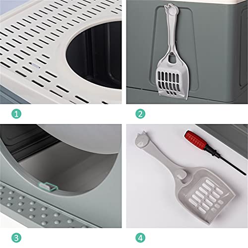 SKROWHN Gran inodoro para mascotas, orinal, caja de arena para gatos cerrada, anti salpicaduras, bandeja para perros, bandeja para perros con pala, inodoro limpio, caja de arena de plástico para el ho