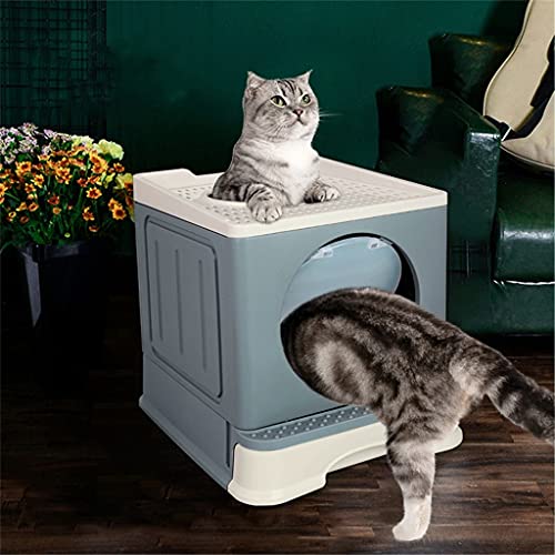 SKROWHN Gran inodoro para mascotas, orinal, caja de arena para gatos cerrada, anti salpicaduras, bandeja para perros, bandeja para perros con pala, inodoro limpio, caja de arena de plástico para el ho