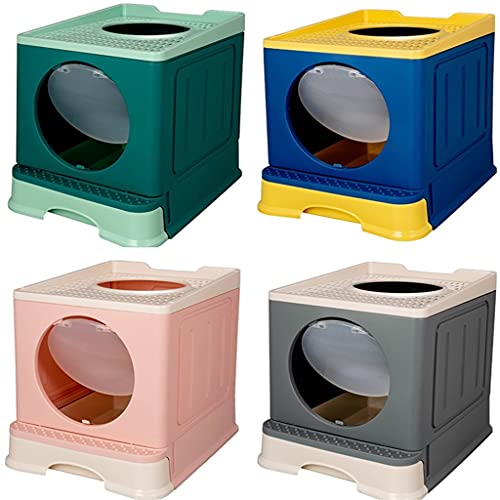 SKROWHN Gran inodoro para mascotas, orinal, caja de arena para gatos cerrada, anti salpicaduras, bandeja para perros, bandeja para perros con pala, inodoro limpio, caja de arena de plástico para el ho