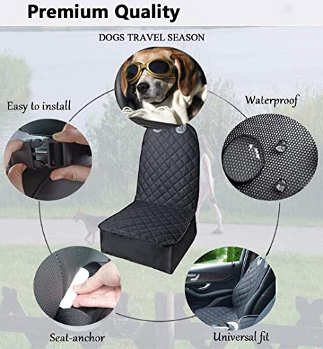 Skyour Funda protectora para asiento delantero para mascotas, para perros, gatos, viaje, impermeable, para pasajeros, mascotas, asientos delanteros para coches, camiones, SUV, furgonetas, (negro)