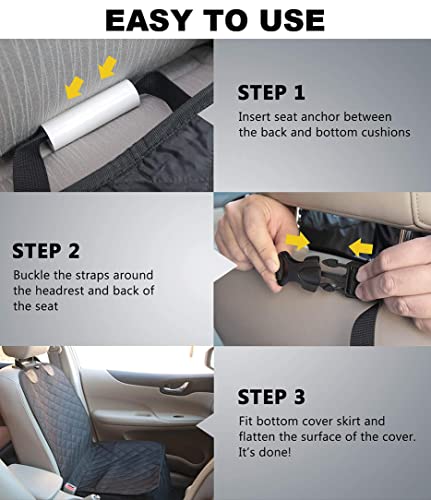 Skyour Protector de asiento delantero para mascotas, para perros, gatos, coche, antideslizante, resistente a los arañazos, impermeable, lavable, para mascotas, asientos delanteros, (negro)
