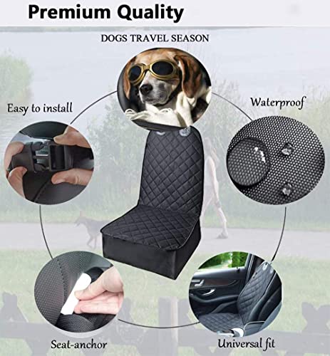 Skyour Protector de asiento delantero para mascotas, para perros, gatos, coche, antideslizante, resistente a los arañazos, impermeable, lavable, para mascotas, asientos delanteros, (negro)