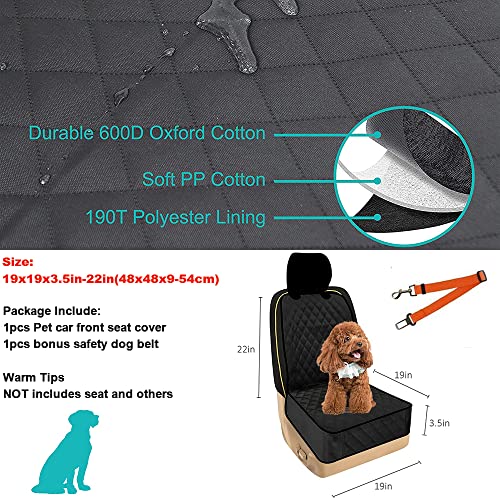 Skyour Protector de asiento delantero para mascotas, para perros, gatos, coche, antideslizante, resistente a los arañazos, impermeable, lavable, para mascotas, asientos delanteros, (negro)