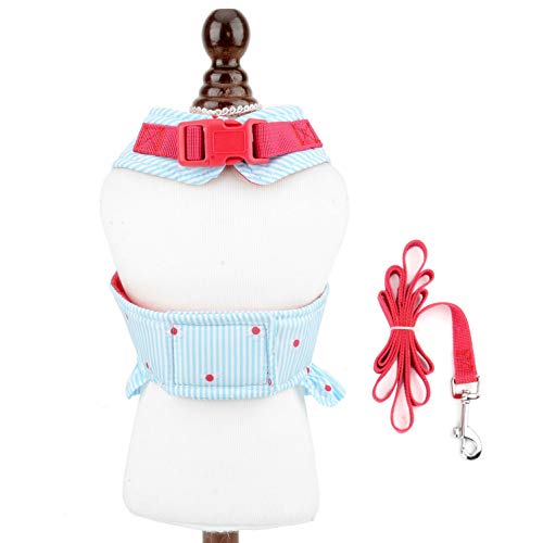 smalllee_lucky_store Arnés de gato y perro pequeño con diseño de lazos, ajustable, sin tirones, a prueba de escape, suave, impermeable, para cachorros, gatito, Azul, S