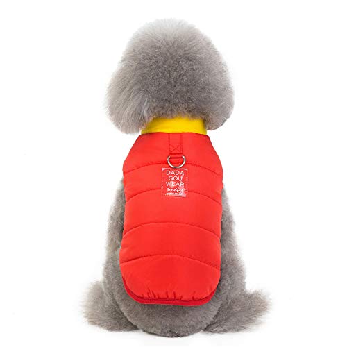 SMALLLEE_LUCKY_STORE Chaleco acolchado abrigo de invierno para perros pequeños gato, de color brillante con forro polar con anilla en D impermeable, sin mangas ropa de cachorro
