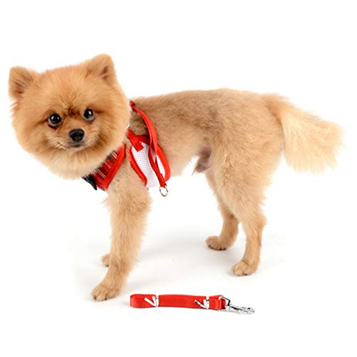 smalllee_lucky_store Conjunto de arnés de esmoquin ajustable para mascotas para perros pequeños y gatos de malla suave acolchada roja a cuadros S
