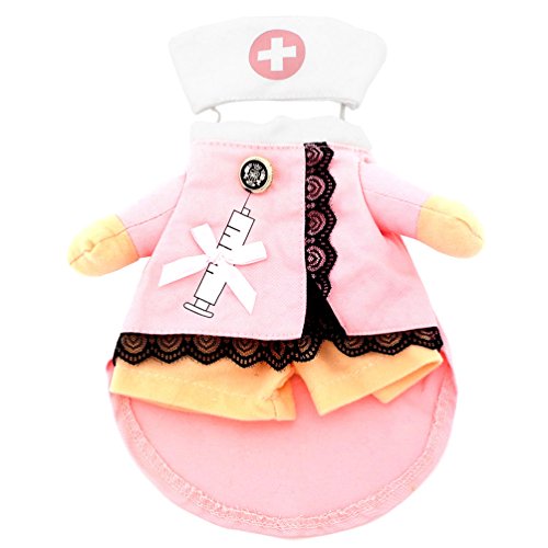 smalllee_lucky_store Disfraz de enfermera para gatos y perros pequeños con sombrero y lazo elegante para todas las estaciones, color rosa