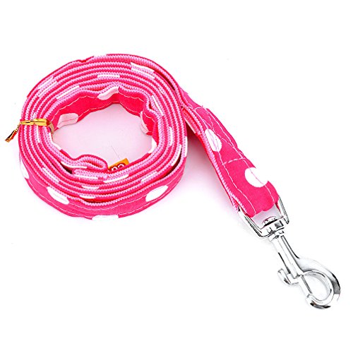 smalllee_lucky_store pequeño Perro Gato Sweet de Lunares Chaleco arnés Correa de Malla Acolchada Plomo Rosa L