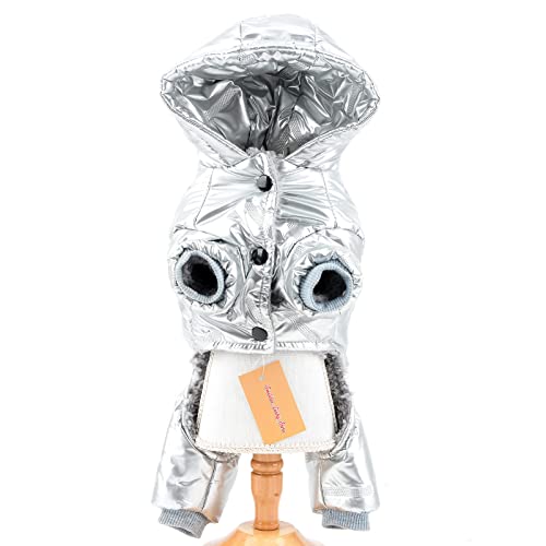 SMALLLEE_LUCKY_STORE Traje de invierno impermeable para mascotas con capucha a prueba de viento para perros pequeños, gatos, cachorros, Chihuahua, Yorkie, forro polar con forro polar cálido y frío