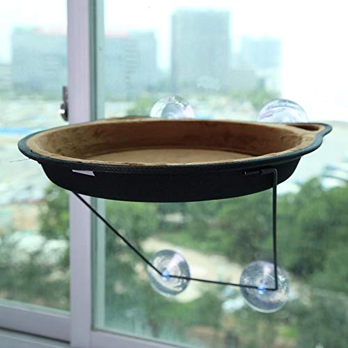 Smandy Gato Ventana Montado Cama Sol Asiento Ventana Hamaca Percha Cojín Cama Estante Colgante Asiento Gato para Tomar el Sol Hamaca Ventosa Colgar Nido Casa de Mascotas(Café)