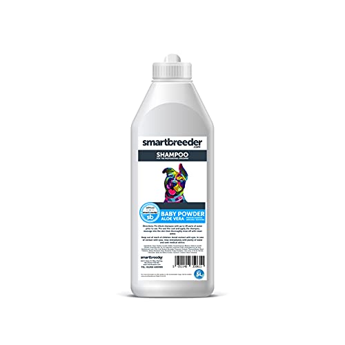 Smartbreeder Champú Aloe Vera Baby Power 1-5L para perros, gatos, mascotas, gatitos y cachorros, alivia la picazón de la piel del perro (5L)